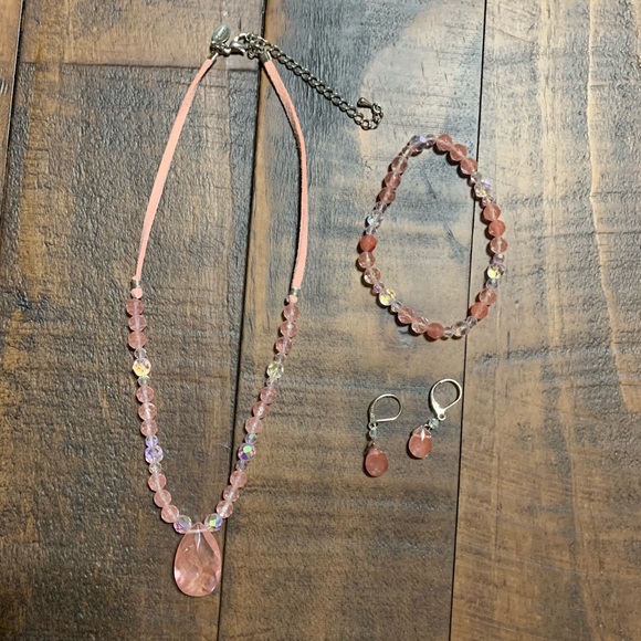Cookie Lee Jewelry - Light Pink Necklace, Bracelet, & Earrings Set